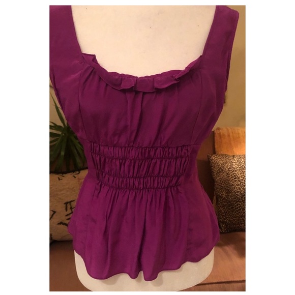 Nanette Lepore Tops - Nanette Lepore Size 10 Silk Sleeveless Blouse With A Scooped Ruffled Neckline